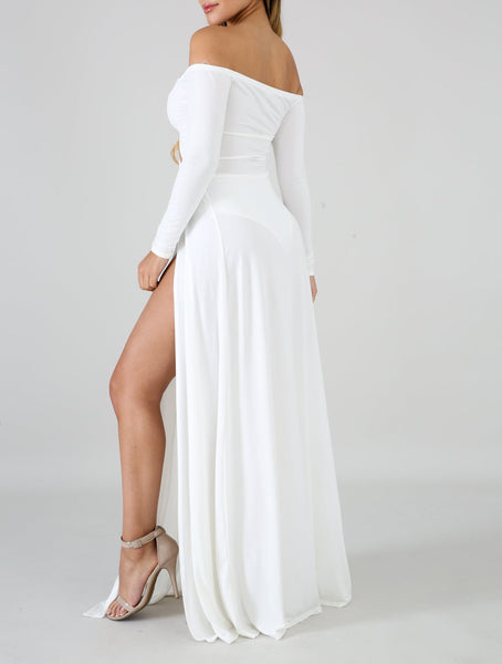 White Slit Maxi Dress Lexie Starr Style